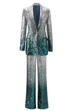 Sparkly Silver Sequins 2-piece Women Suits