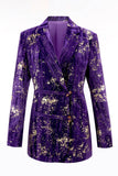 Purple 2 Piece Notched Lapel Women Prom Suits with Sleeves