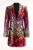 Sparkly Gold and Red Notched Lapel Women's Blazer