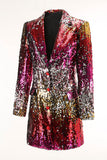 Sparkly Gold and Red Notched Lapel Women's Blazer