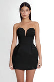 Strapless Bodycon Satin Little Black Dress