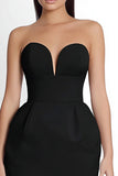 Strapless Bodycon Satin Little Black Dress