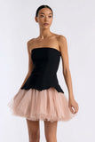 Strapless Black and Pink A-Line Little Black Dress