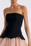 Strapless Black and Pink A-Line Little Black Dress