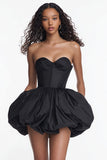 Sweetheart A-Line Strapless Corset Ruffled Little Black Dress
