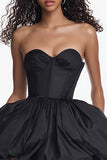 Sweetheart A-Line Strapless Corset Ruffled Little Black Dress