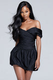Off the Shoulder A-Line Ruched Little Black Dress