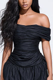 Off the Shoulder Bodycon Ruched Little Black Dress