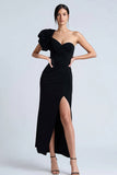 Sheath One Shoulder Formal Dress with Slit