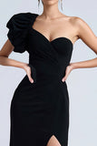 Sheath One Shoulder Formal Dress with Slit