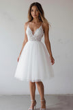 Lace A Line V Neck Little White Dress