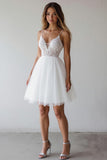 A Line Spaghetti Straps Tulle Little White Dress