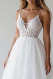 A Line Spaghetti Straps Tulle Little White Dress