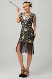 Black Gatsby Sequins 1920s Dress With Fringes