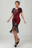 Black Gatsby Sequins 1920s Dress With Fringes