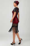 Black Gatsby Sequins 1920s Dress With Fringes