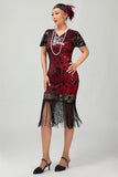 Black Gatsby Sequins 1920s Dress With Fringes