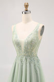 Green A-line Tulle Backless Beaded Short Graduation Dress with Sequins