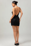 Sparkly Black Sequins V Neck Bodycon 1920s Dress