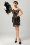 Black Golden Sequin Bodycon Short 1920s Dress