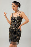 Black Golden Sequin Bodycon Short 1920s Dress