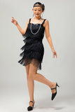 Black Sequin Gatsby Bodycon Short 1920s Dress with Fringes
