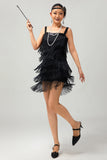 Black Sequin Gatsby Bodycon Short 1920s Dress with Fringes