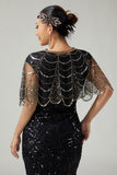 1920s Sequin Black Golden Women Cape