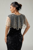 1920s Sequin Black Golden Women Cape
