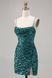 Corset Grey Blue Bodycon Sequin Graduation Dress