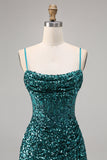 Corset Grey Blue Bodycon Sequin Graduation Dress