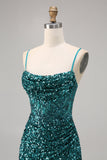 Corset Grey Blue Bodycon Sequin Graduation Dress