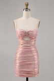 Blush Cut Out Ruched Tight Graduation Dress