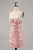 Blush Cut Out Ruched Tight Graduation Dress