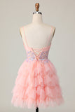 Pink Corset Sequin A Line Graduation Dress