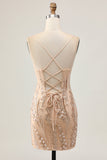 Champagne Bodycon Short Graduation Dress with Sequins