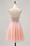 Blush A Line Sequins Appliqued Short Graduation Dress