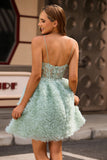 Sage Green A-Line Corset Graduation Dress with Appliques