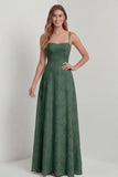 Sage Green Lace Corset A Line Long Bridesmaid Dress
