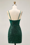 Sparkly Bodycon Dark Green Sequins Corset Graduation Dress
