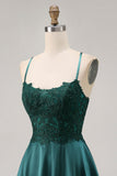 Dark Green A Line Appliqued Short Graduation Dress with Beading