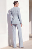 Grey Blue 2-Piece One Button Women Suits with Lace