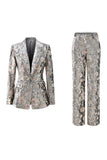 2-Piece Sparkly Grey Peak Lapel Women Suits