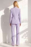 Lilac Peak Lapel Ruched Women Suits with Sash