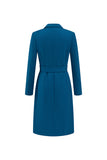 Dark Blue Single Breasted Peak Lapel Blazer Dress with Belt