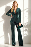 Dark Green Beaded Peaked lapel 2 Pieces Prom Suits