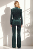 Dark Green Beaded Peaked lapel 2 Pieces Prom Suits