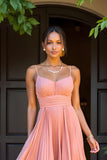 Sunset A-Line Chiffon Pleated Long Bridesmaid Dress