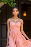 Sunset A-Line Chiffon Pleated Long Bridesmaid Dress