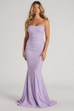 Lilac Strapless Mermaid Long Bridesmaid Dress